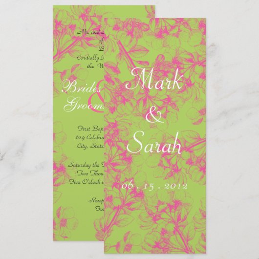 Roze Cherry Blossom Invitation Kaart (Voorkant / Achterkant)