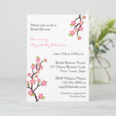 Roze Cherry Blossom Invitation Kaart (Staand voorkant)