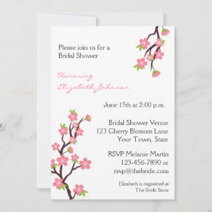 Roze Cherry Blossom Invitation Kaart
