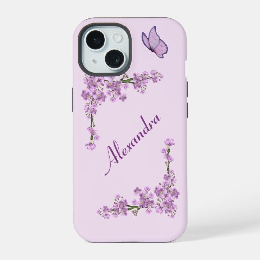 roze Cherry Blossom iPhone 15 Case (Achterkant)