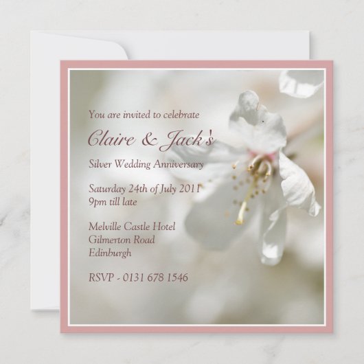 Roze Cherry Blossom Jubileum Party Kaart (Voorkant)
