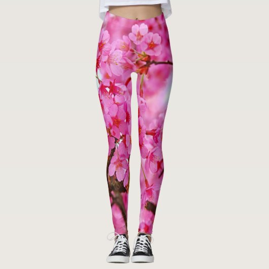 Roze Cherry Blossom Leggings (Voorkant)