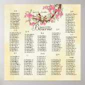 Roze Cherry Blossom  Love Bird Wedding Poster (Voorkant)