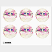 Roze Cherry Blossom  Love Bird Wedding Ronde Sticker (Vel)