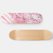 Roze Cherry Blossom Marble Background Floral Persoonlijk Skateboard (Horizontaal)