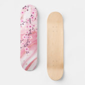 Roze Cherry Blossom Marble Background Floral Persoonlijk Skateboard (Voorkant)