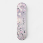 Roze Cherry Blossom Mauve Glitter Shiny Persoonlijk Skateboard (Voorkant)