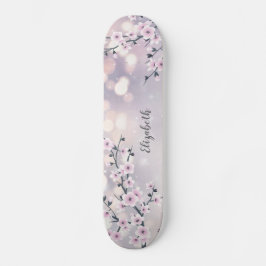 Roze Cherry Blossom Mauve Glitter Shiny Persoonlijk Skateboard