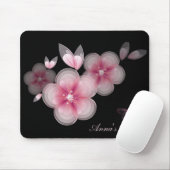 Roze Cherry Blossom met Butterfly op Black Muismat (Met muis)