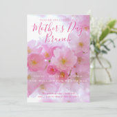 Roze Cherry Blossom Moederdag Brunch Uitnodiging (Staand voorkant)