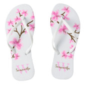 Roze Cherry Blossom Monogrammed Teenslippers (Voetbed)