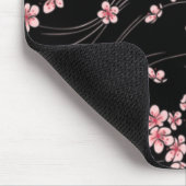 Roze Cherry Blossom op Black Muismat (Hoek)