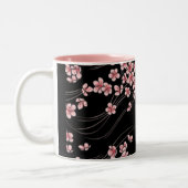 Roze Cherry Blossom op Black Tweekleurige Koffiemok (Links)