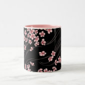 Roze Cherry Blossom op Black Tweekleurige Koffiemok (Center)
