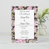 Roze Cherry Blossom op Black Wedding Invitation Kaart (Staand voorkant)