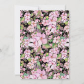 Roze Cherry Blossom op Black Wedding Invitation Kaart (Achterkant)