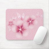 Roze Cherry Blossom op Stippen Muismat (Met muis)