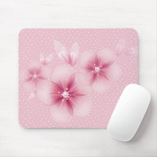 Roze Cherry Blossom op Stippen Muismat (Met muis)