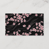 Roze Cherry Blossom op zwarte kaart Visitekaartje (Achterkant)