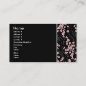 Roze Cherry Blossom op zwarte kaart Visitekaartje (Voorkant)
