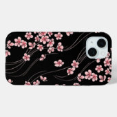 Roze Cherry Blossom op zwarte Muismat Case-Mate iPhone Case (Achterkant (horizontaal))