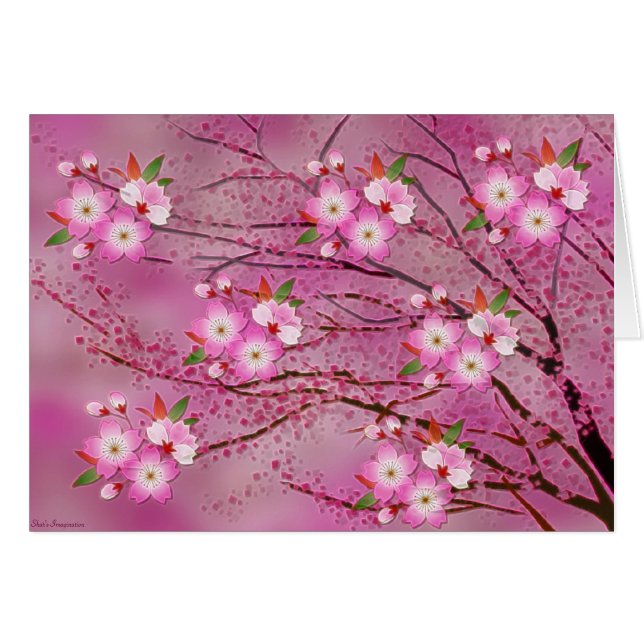 Roze Cherry Blossom Origami Art (Voorkant Horizontaal)