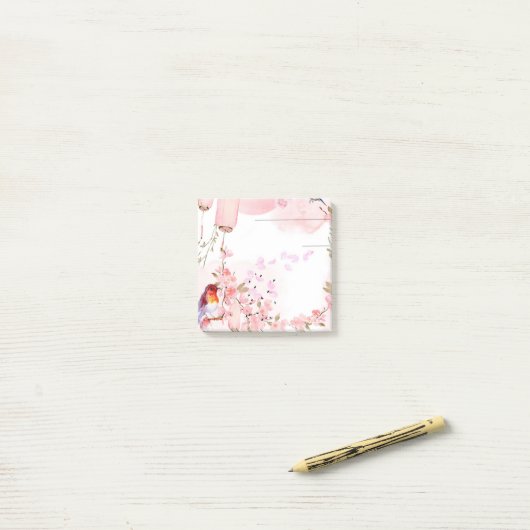 Roze Cherry Blossom Post Post-it® Notes (Op bureau)