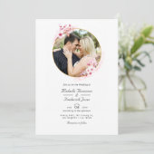 Roze Cherry Blossom QR Code RSVP Spring Weddenscha Kaart (Staand voorkant)