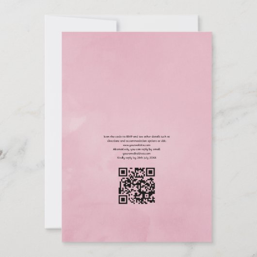 Roze Cherry Blossom QR Code RSVP Spring Weddenscha Kaart (Achterkant)