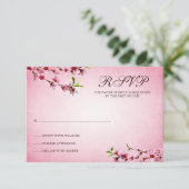 Roze Cherry Blossom  Response Card RSVP Kaartje (Staand voorkant)