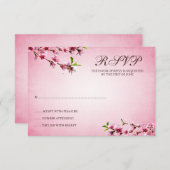 Roze Cherry Blossom  Response Card RSVP Kaartje (Voorkant / Achterkant)