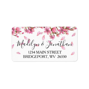 Roze Cherry Blossom Return Address Etiket