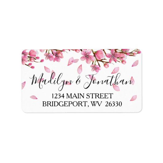 Roze Cherry Blossom Return Address Etiket (Voorkant)