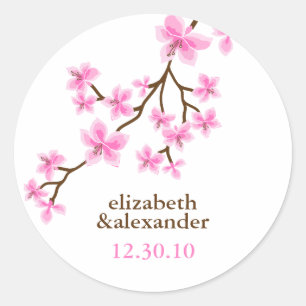 Roze Cherry Blossom Ronde Sticker