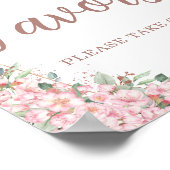 Roze Cherry Blossom Roos Gold Butterflies Favors Poster (Hoek)