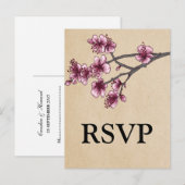 Roze Cherry Blossom RSVP Briefkaart (Voorkant / Achterkant)