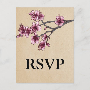 Roze  Cherry Blossom RSVP Briefkaart
