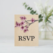 Roze Cherry Blossom RSVP Briefkaart (Staand voorkant)