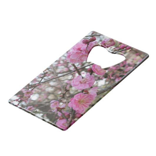 Roze Cherry Blossom / Sakura / サ ク ラ(桜) Creditkaart Flessenopener (Voorkant Gekanteld)