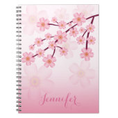 Roze Cherry Blossom Sakura Branch met aangepaste n Notitieboek (Voorkant)