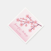 Roze Cherry Blossom Sakura met Names Weddenschap Servet (Hoek)