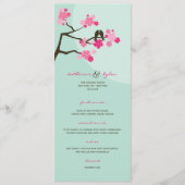Roze Cherry Blossom Sakura Tortelduifjes Wedding Menu (Voorkant)