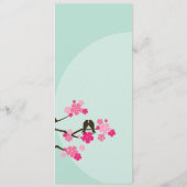 Roze Cherry Blossom Sakura Tortelduifjes Wedding Menu (Achterkant)