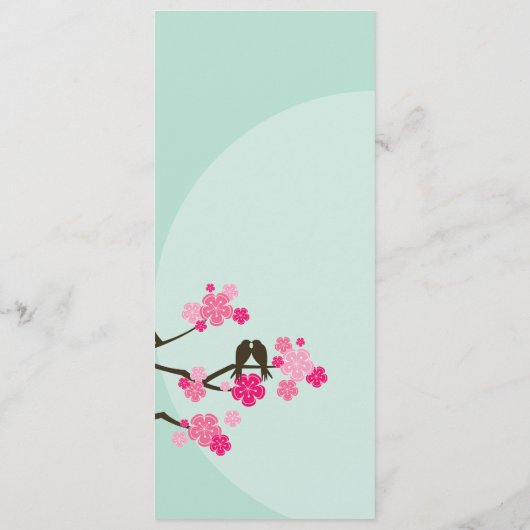 Roze Cherry Blossom Sakura Tortelduifjes Wedding Menu (Achterkant)