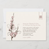 Roze Cherry Blossom Sakura zwemt Aziatische bruilo Kaart (Voorkant)