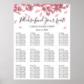 Roze Cherry Blossom Seating Chart Poster (Voorkant)
