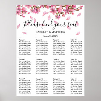 Roze Cherry Blossom Seating Chart Poster