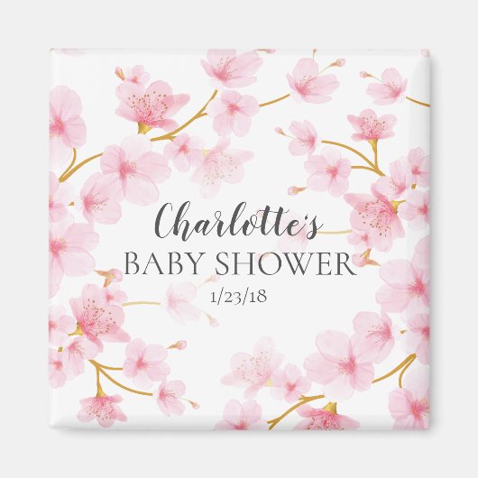 Roze Cherry Blossom Shower Favor Magnet (Voorkant)