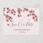 Roze Cherry Blossom Sparen de Datum Aankondigingskaart (Voorkant)