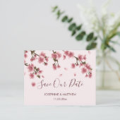 Roze Cherry Blossom Sparen de Datum Aankondigingskaart (Staand voorkant)